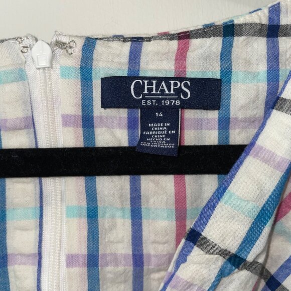 Chaps Womens Size 14 Sleeveless Plaid Wrap Dress Multicolor 100% Cotton - Picture 4 of 7